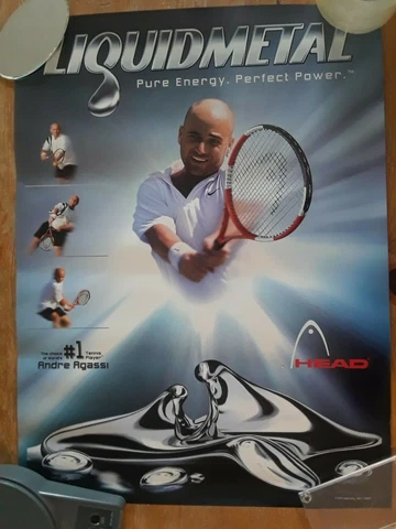 Vintage Andre Agassi Tennis Poster - 18" x 24" Head Liquidmetal Advertising Cover