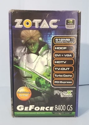 Zotac 8400GS GEN2 512MB DDR2 Nvidia PCI-E Video Card ZT-84MEH3P-FSL - Image 1 of 4