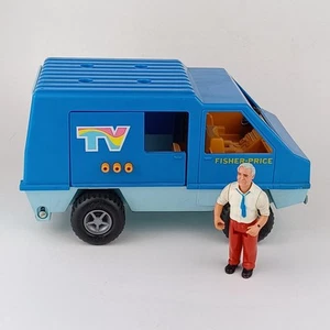 Fisher Price Adventure People 1977 unidad de televisión móvil 309 furgoneta azul Jeff el director - Imagen 1 de 12