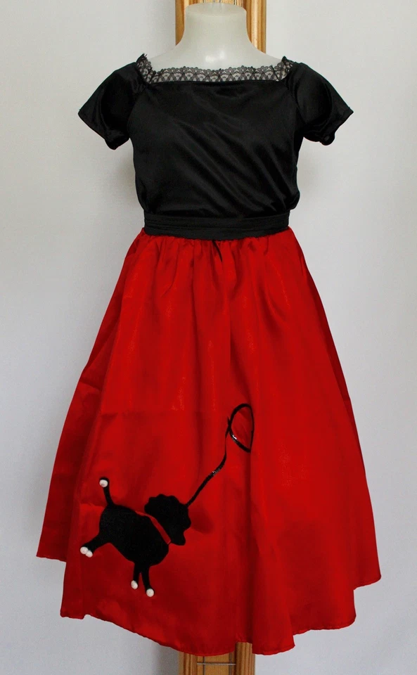 Girls 1950's Red Poodle Jitterbug Rock n Roll Grease Fancy Dress Costume 5 6 7 - Image 1 of 4