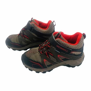 B-Merrell, 12, leather/poly sneaker hiking boots (EUC Brown/Black/Red) - Picture 1 of 5