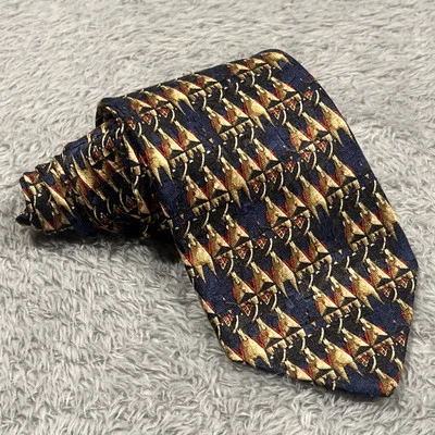 Corbata Ermenegildo Zegna Corbata Vintage Caballo Geométrico 100% Seda Hecha en Italia Foto 1 de 4