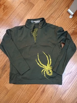 Boys 🕷SPYDER Core base  Sweater 1/4 Zip Medium  Green And Yellow long sleeve - Image 1 of 4