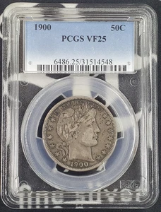 *Tough Date* 1900-P US Silver Barber Half-Dollar - PCGS Graded VF25 - Bild 1 von 4