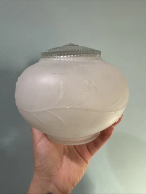 Luminária de teto vintage sombra globo de vidro fosco transparente floral 3" encaixe - Imagem 1 de 4