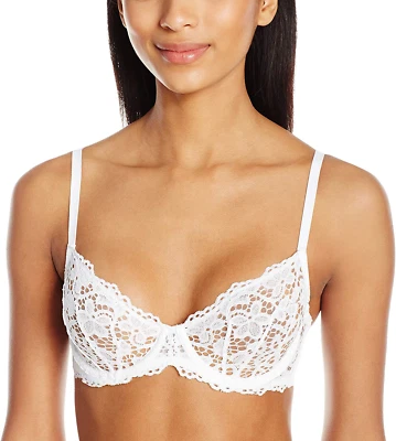 N.W.T DKNY Classic Lace Unlined Demi Underwear White 36C & Thong Size Large  - Image 1 of 4