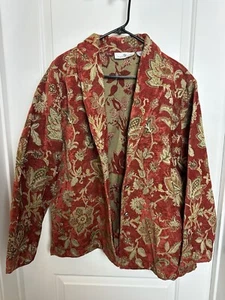 Erin London Gobelin Blazer Jacke XL Herbst rost hellbraun grün geblümt - Bild 1 von 9
