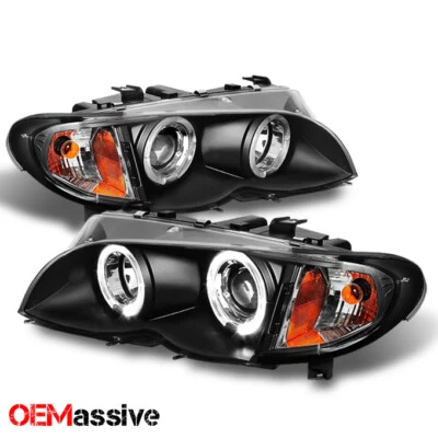 Faros proyectores LED halo negros para BMW E46 serie 3 4 puertas 02-05 + construcción/esquina Foto 1 de 4