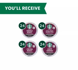 Starbucks Dark Roast K-Cup Coffee Pods Variety Pack 100% Arabica, 96ct - Picture 1 of 4