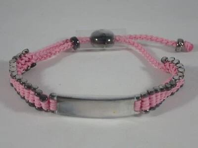 LINKS OF LONDON STERLING SILVER w/ PINK CORD BABY GIRL FRIENDSHIP ID BRACELET - Image 1 of 4