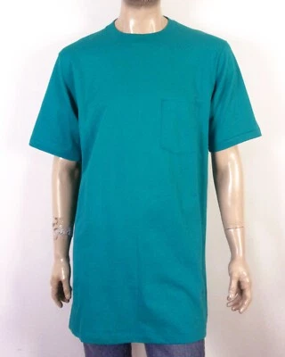 Camiseta vintage años 70 nueva sin etiquetas JC Penney RARA puntada única verde azulado bolsillo EE. UU. J 50-52 Foto 1 de 4