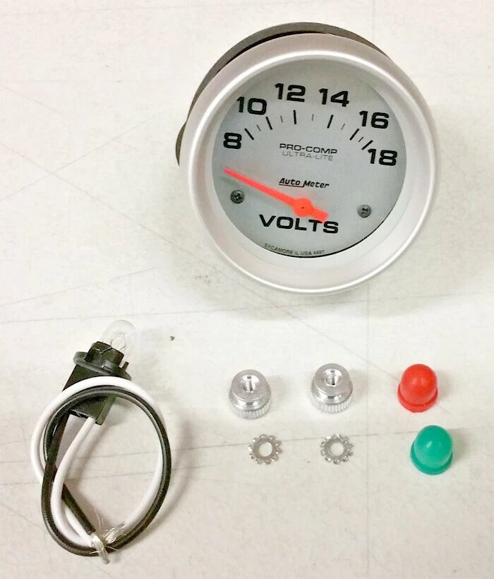 Auto Meter Ultra-Lite Electric Voltmeter Gauge 2-5/8" (67mm) 8 - 18 Volts (NEW) Foto 1 de 1