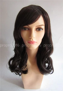 Fashion Women Girl Mix Brown Classic Long Wavy Curly Bangs Cosplay Hair Full Wig - Picture 1 of 7
