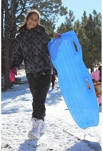 Winter Snow Sled Toboggan Blue Plastic Fun Sledding Kids Childrens Adults Play - Picture 1 of 3