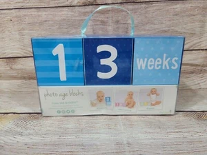 Tiny Ideas Bebé Foto Bloques Edad Azul Blanco Accesorios Recuerdo Pearhead 2015 Nuevo - Imagen 1 de 6