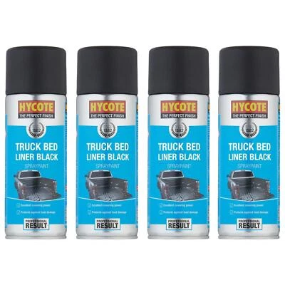 Hycote Black Fast Dry Truck Bed LinerAerosol Spray Paint Perfect Finish 400ml x4