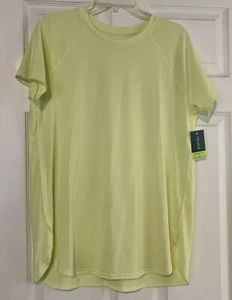 Tek Gear Women’s T-Shirt Top Workout Gear Fitness Short Sleeve Lime Slit L NWT - Picture 1 of 4