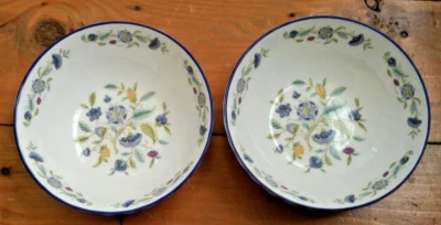 2 x Minton Haddon Hall Blue Fruit Bowls 5" Diameter at top - Image 1 of 4