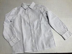 BONPOINT WHITE DRESS SHIRT BLUE PINSTRIPE POINTED COLLAR/L/S BUTTON CUFF SZ. 6A - Picture 1 of 2