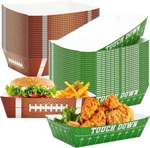 50PCS Super Bowl Party Supplies, Football Paper Snack Tray, Large Disposable Foo - Picture 1 of 12