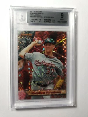Stephen Strasburg Bowman's Best X-Fractors 2011 #BB18 BGS 9 #18/25 raro Foto 1 de 4