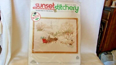 Sleigh Ride In The Snow Christmas Needlepoint Kit #2085 Sunset Stitchery BNOS - Image 1 of 3