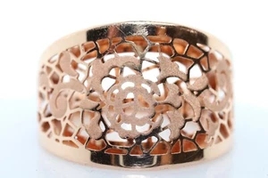 Golden Clef Int. Italy 14Kt Rose Gold Hollow Flower Signet Ring - Picture 1 of 9