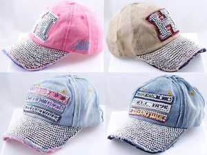 Paquete de 1 gorra de béisbol unisex de estrás curvo a presión sombrero ajustable - Imagen 1 de 12