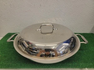 All-Clad Stainless Steel 13” 4Qt Braiser Pan Paella Frying Skillet & Domed Lid - Picture 1 of 16