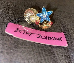 Betsey Johnson Ring Strand Meer Krabbe Seestern Kunstperlen Strass goldfarben - Bild 1 von 7