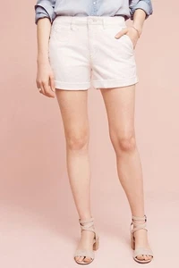 Anthropologie Relaxed Chino Shorts White Size 26 Pockets Stretch New $68 Retail - Picture 1 of 11