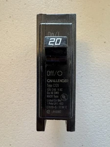 Challenger C120 1-Pole 20A 120/240V AC Circuit Breaker BR120 Type C / BR Tested - Picture 1 of 2