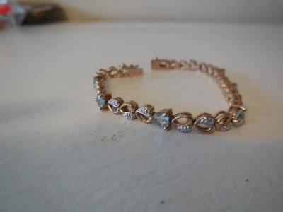 Brazalete corazón topacio plata esterlina lavado oro, 7" Foto 1 de 3