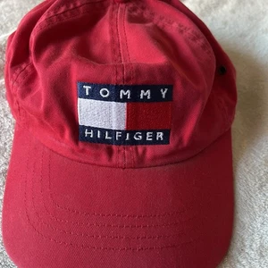 Vintage 90’s Tommy Hilfiger Hat Spell Out Old Logo Strapback Retro Flag Logo - Picture 1 of 8