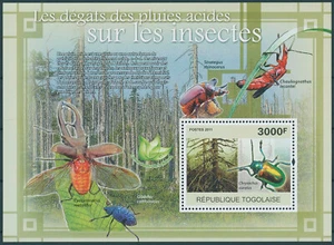 Togo 2011 MNH Environment Stamps Acid Rain Damage Insects Beetles 1v S/S - Picture 1 of 1