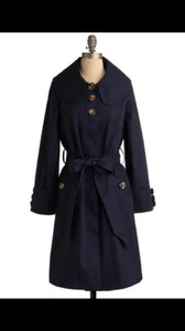 Modcloth Navy Trench Jacket, Size S - Picture 1 of 8