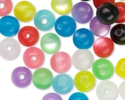 Bead, 100 Assorted Colors Acrylic 6mm Round Beads Mixed Colors with 1mm Hole * - Image 1 of 2