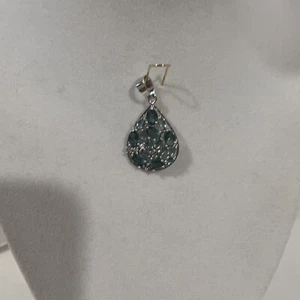 Genuine London blue Topaz Pendant 2.00 S.S. 925 Swarovski Crystals .50 NEW - Picture 1 of 10