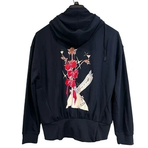 Badgley Mischka Hoodie Womens L Blue Terry Baby French Wedding Embroidered Print - Picture 1 of 9
