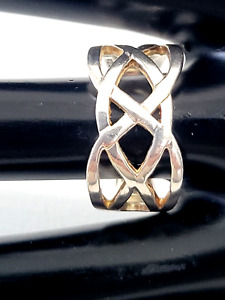 MODERN 925 SILVER RING SIZE 9.5 OPEN SCROLLWORK TRIQUETRA DESIGN THAI BY AA 2411