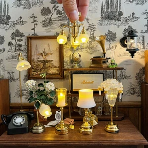 Luces para casa de muñecas 1:12 luz de techo lámpara de pie de mesa aplique de pared batería abierta - Imagen 1 de 28