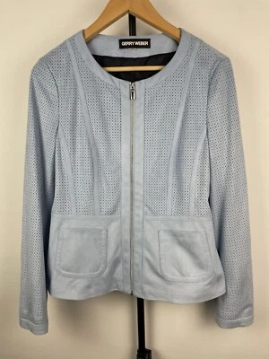 Chaqueta estructurada Gerry Weber bebé azul imitación gamuza cremallera completa Foto 1 de 4