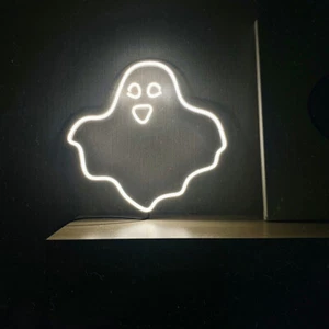 Halloween Decor LED Happy Ghost Neon Light Sign for Home Holiday Party Artwork - Picture 1 of 5