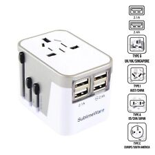 New Sublimeware 4 USB Ports International Power Plug Adapter - Silver & White