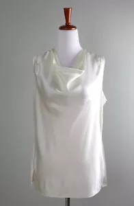 W BY WORTH NWT $228 Ivory Charmeuse 100% Silk Cowl Neck Blouse Top Size 4 - Picture 1 of 6