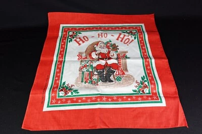 Pañuelo Santa Ho-Ho-Ho Rojo Crujiente De Colección Hecho en EE. UU. NOS Foto 1 de 4