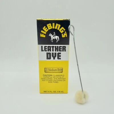 Fiebing's #121 Medium Brown Leather Dye 4oz NOS  Dye And Brush - Image 1 of 4