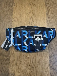 Karl Lagerfeld Paris Amour Gürteltasche Blau Multi Full Zip Verstellbares Logo NEU - Bild 1 von 15