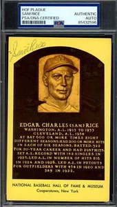 Sam Rice PSA DNA Coa Signed Gold Hall of Fame Plaque Postcard Autograph - Picture 1 of 1