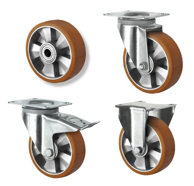 Schwerlastrollen Polyurethan 125 160 200 mm Lenkrolle Bremsrolle Transportrollen - Bild 1 von 4